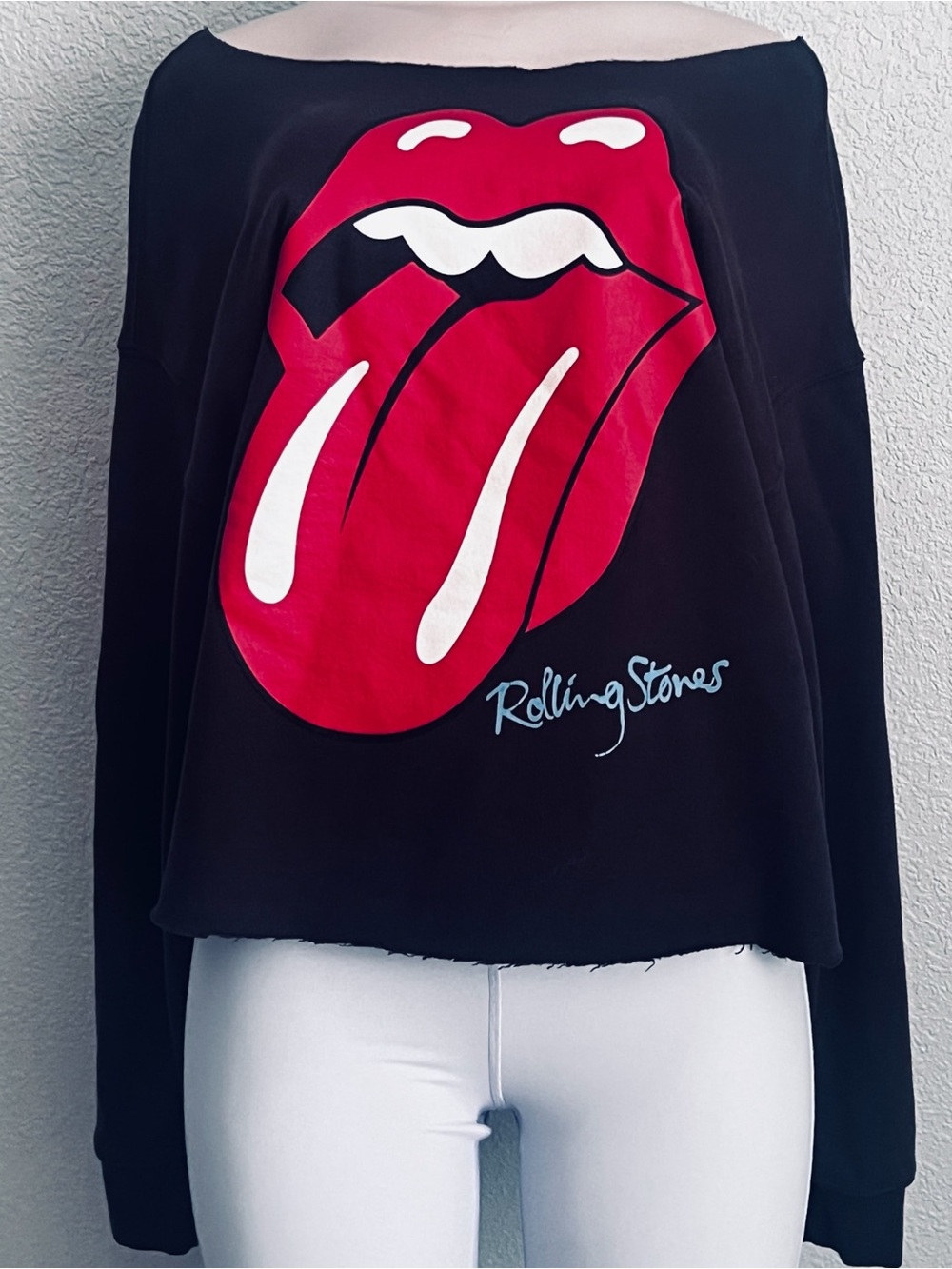 The Rolling Stones Off Shoulder Sweatshirt SZ XL
